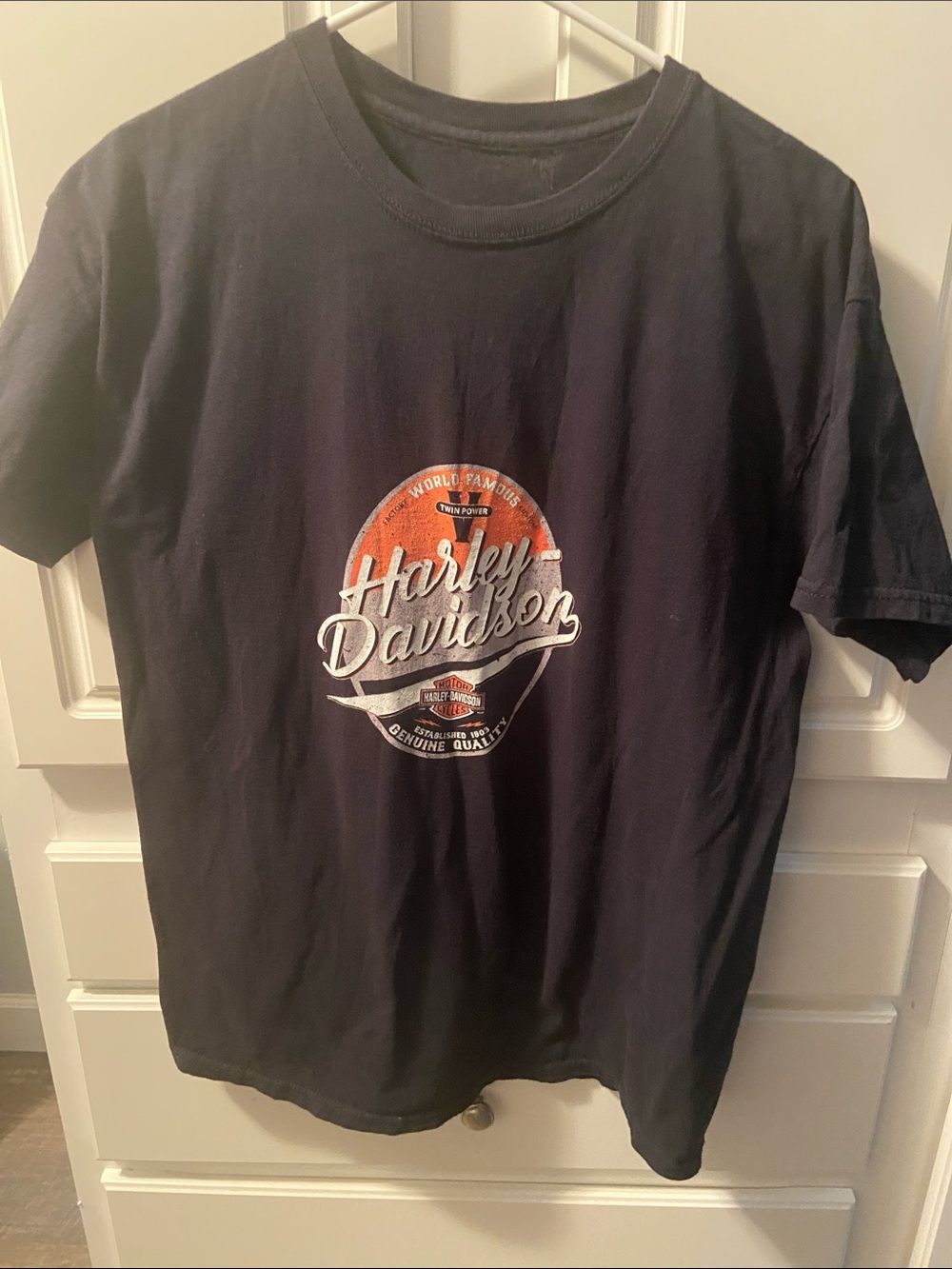 Harley-Davidson Black Tee with Orange and White Logo